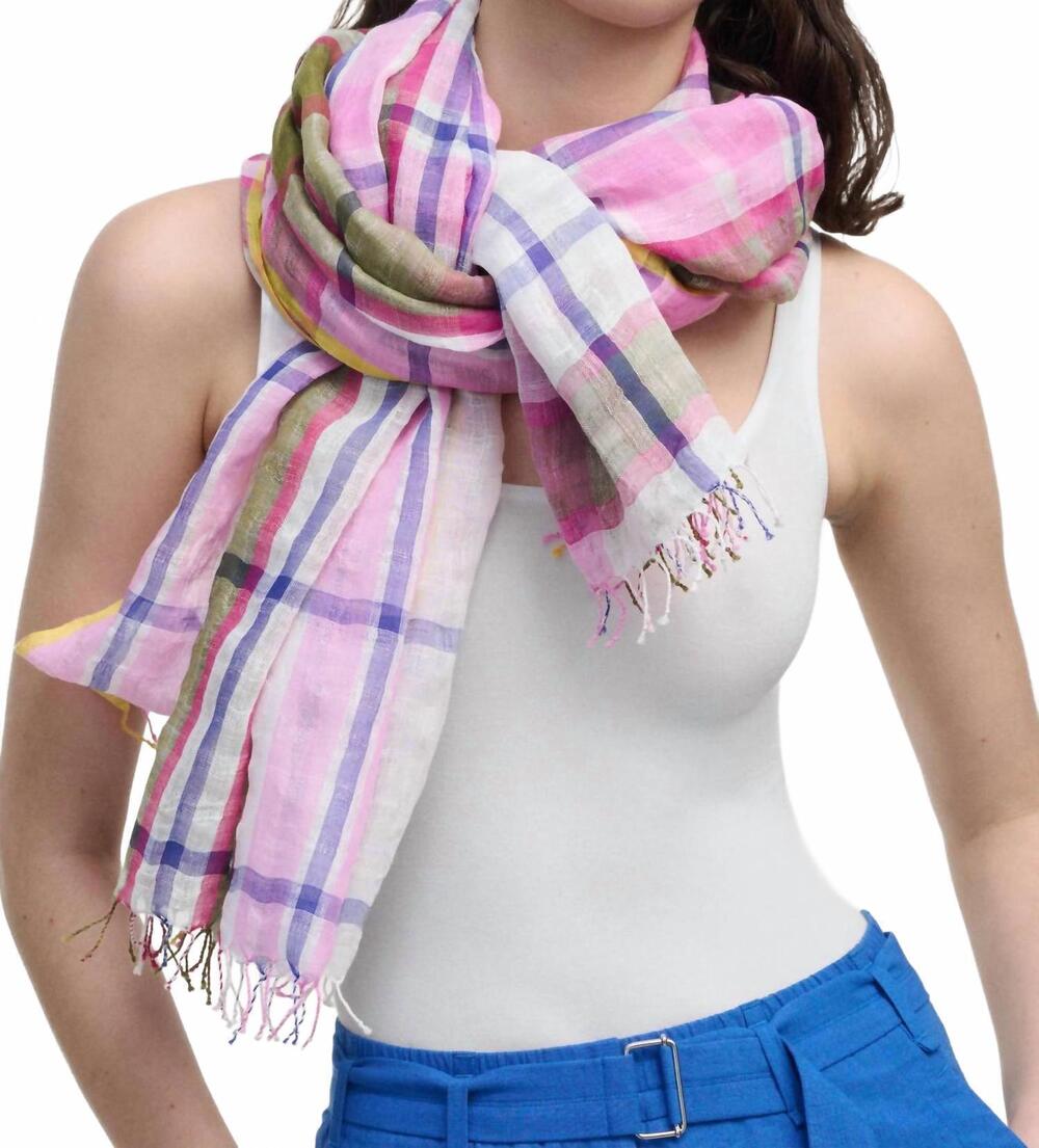 NEW EPICE linen blend scarf in pink